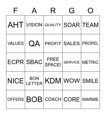 WELLS FARGO! Bingo Card