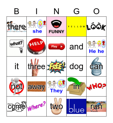 Sight Words Bingo Card