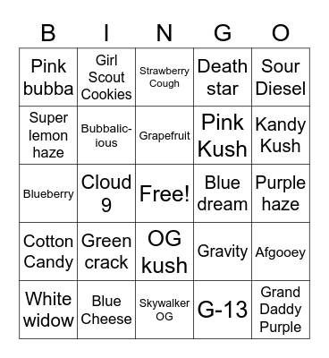 Marijuana Bingo Card