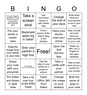 MacOS, iPad Bingo Card