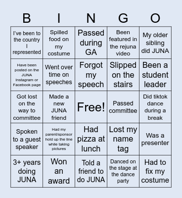 JUNA Bingo Card
