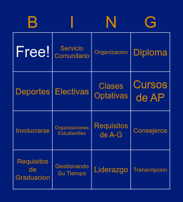 Entrando al Noveno Grado! Bingo Card