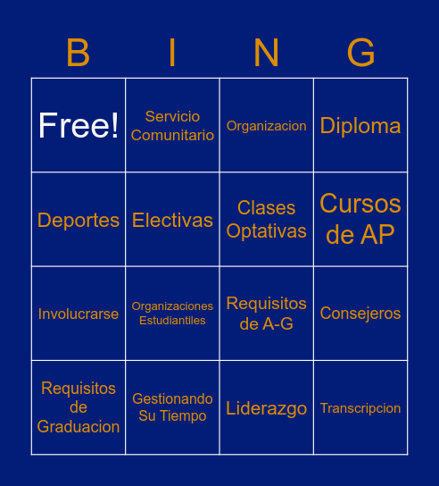 Entrando al Noveno Grado! Bingo Card