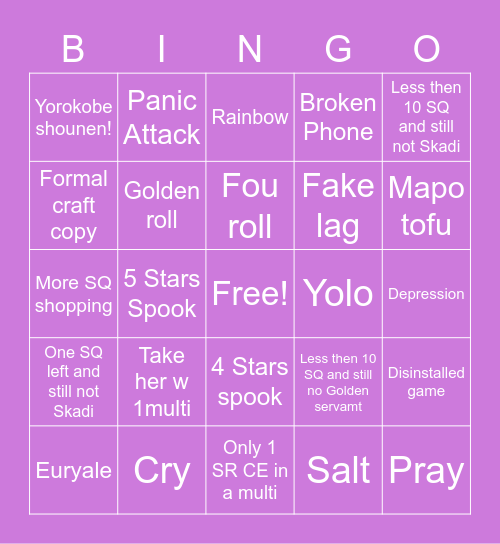 S     K      A       D       I Bingo Card