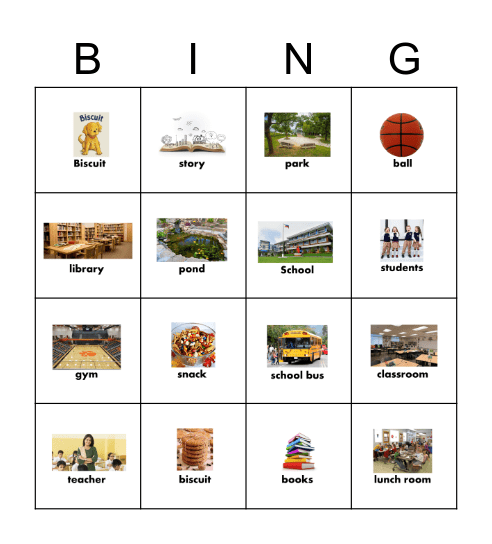 Biscuit Goes to School Bingo Card