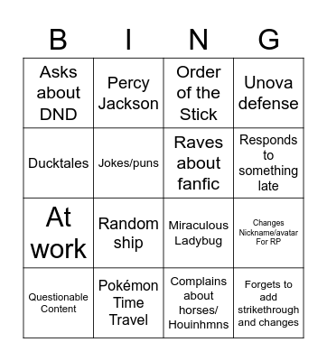 ThanatosTiger Bingo Card