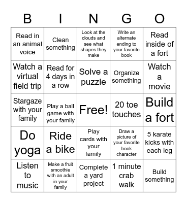 Energy Express Week 2 Bingo Card