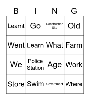 Grade 6 Bingo Card