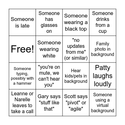 Zoom Bingo! Bingo Card