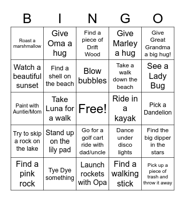 Lake Fest Weekend Bingo Card