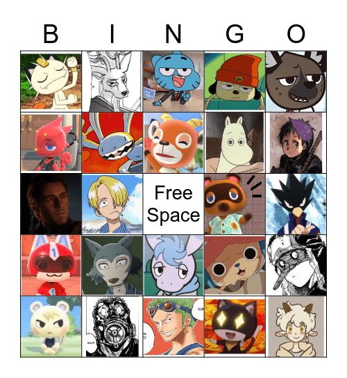 Favorite Character Bingo Card