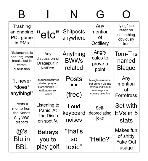 clutchsometimes bingo Card