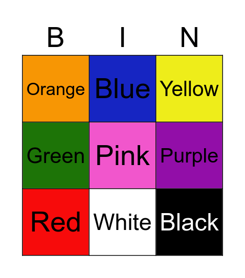 COLOR BINGO Card