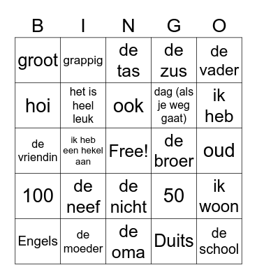 LJ1 laatste les Bingo Card