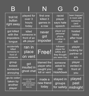 AMONG US (A) Bingo Card