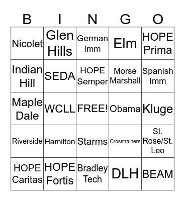 Safety Week BINGO Card