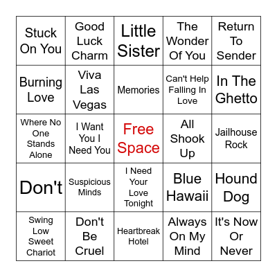 ELVIS Bingo Card