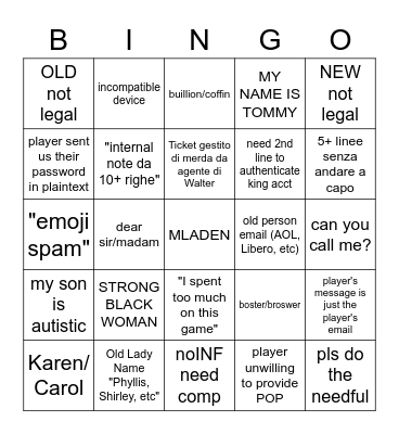 CHEMIO CHENDI Bingo Card