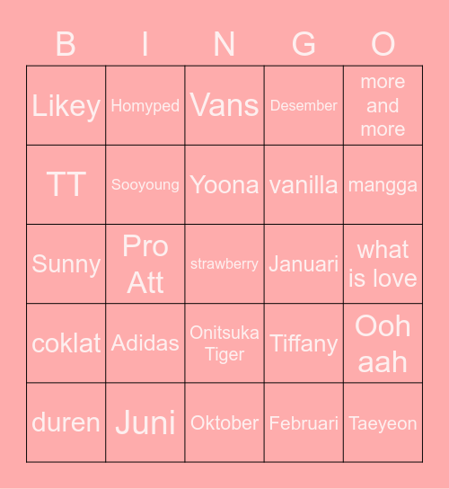 Cho Miyeon’s Bingo Card