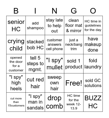 Salon Bingo! Bingo Card