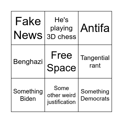 Trump Lover Bingo Card