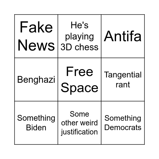 Trump Lover Bingo Card