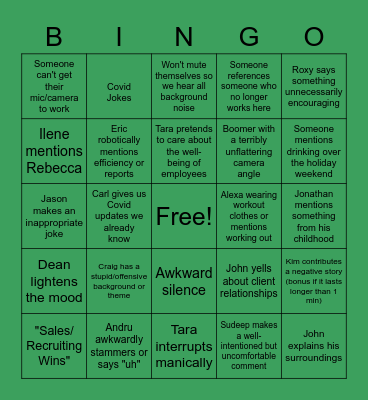 Company Meeting Bingo Card