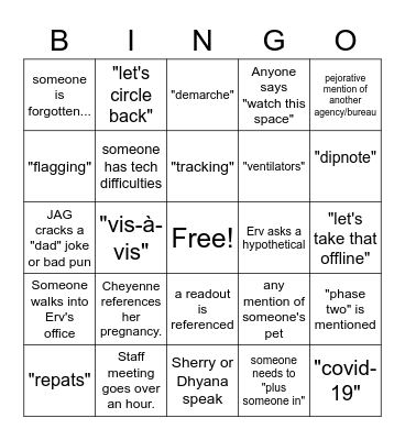 Watch This Space Bingo Card