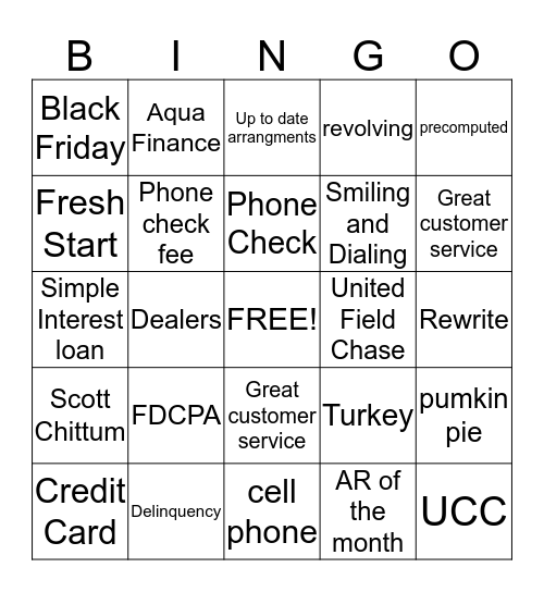 Collections Bingo Card