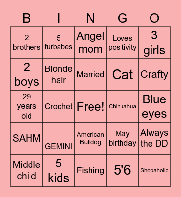Ashley Bingo Card