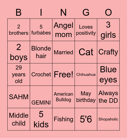 Ashley Bingo Card