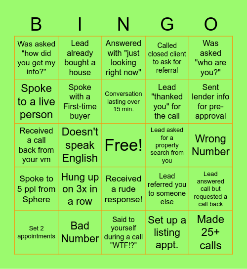 SCOTT REALTY GROUP - CALL BINGO! Bingo Card