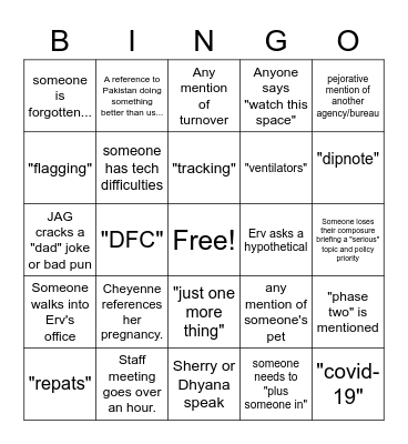 Watch This Space Bingo Card