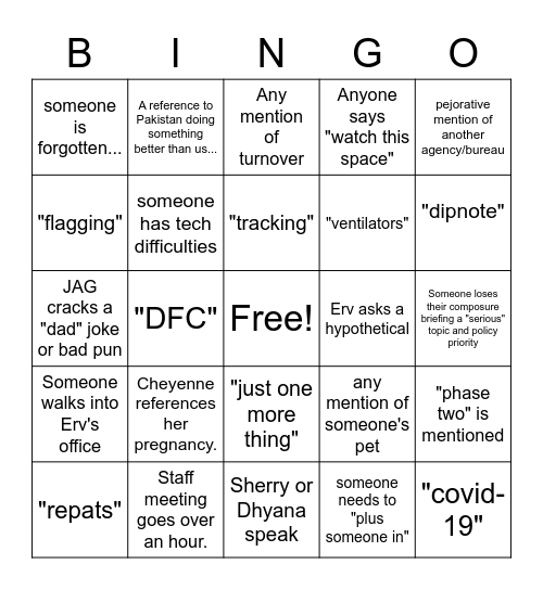 Watch This Space Bingo Card