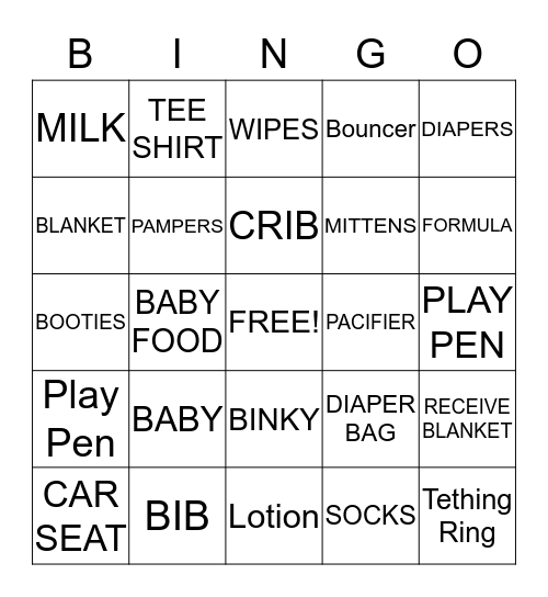 Baby Bingo Card