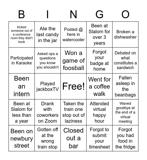 Dry-Run Bingo Card