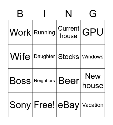 Idlehand Complaininghawk Bingo Card