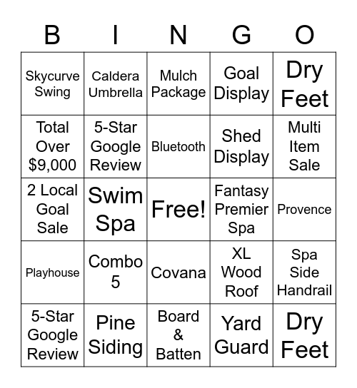 July Bingo Bonanza Bingo Card