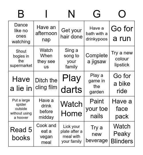 Summer Activities Bingo Card