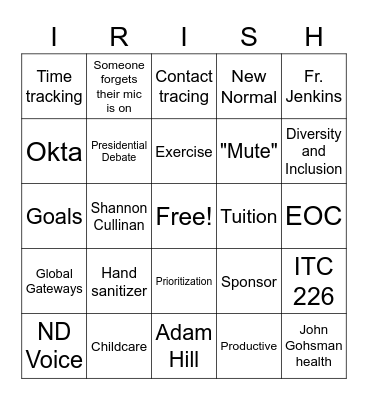All Hands Bingo Card