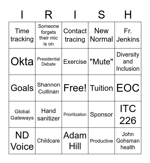 All Hands Bingo Card