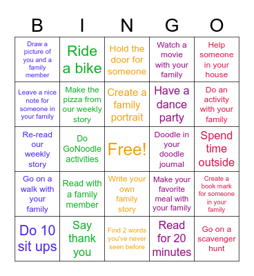 Week 2 BINGO Challenge Bingo Card