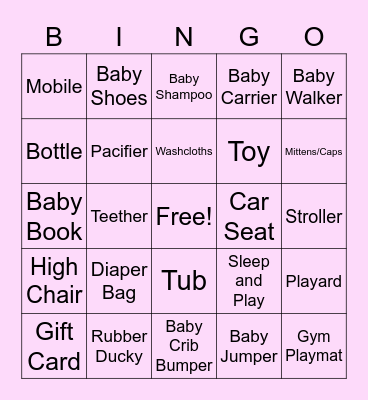 Baby BINGO Card