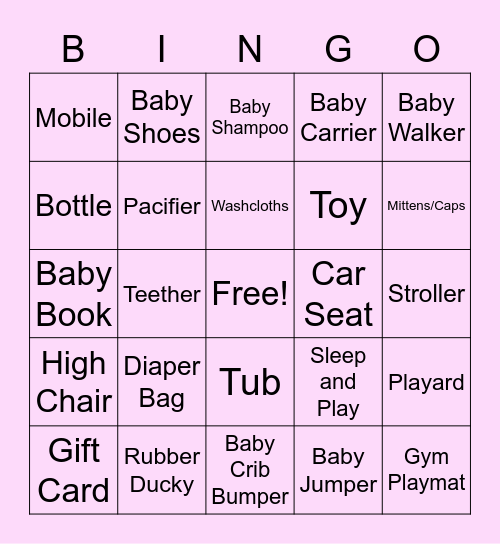 Baby BINGO Card
