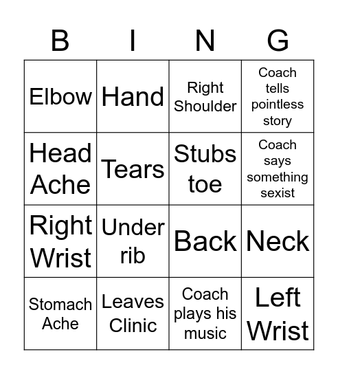 50/50 Bingo Card