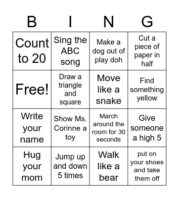 Aiden's Bingo Game Bingo Card