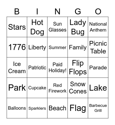 Happy 4th of July Bingo Card