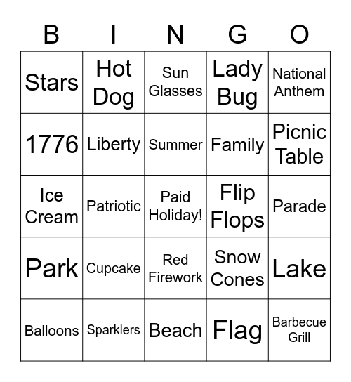 Happy 4th of July Bingo Card