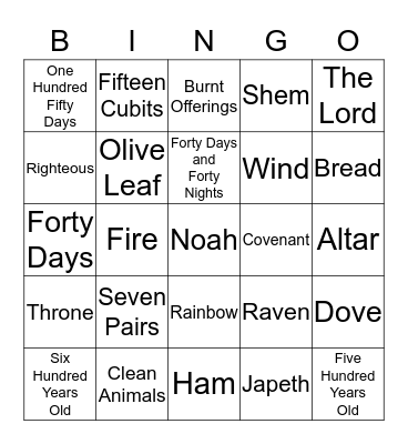 The Flood Bingo Card