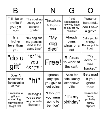 Beggar Bingo Card